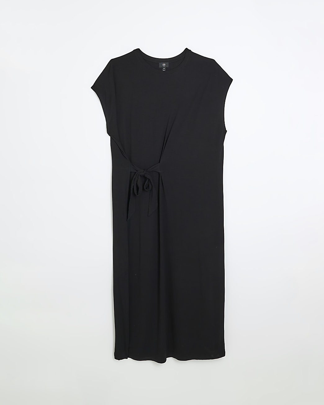 Plus black tie waist t-shirt midi dress