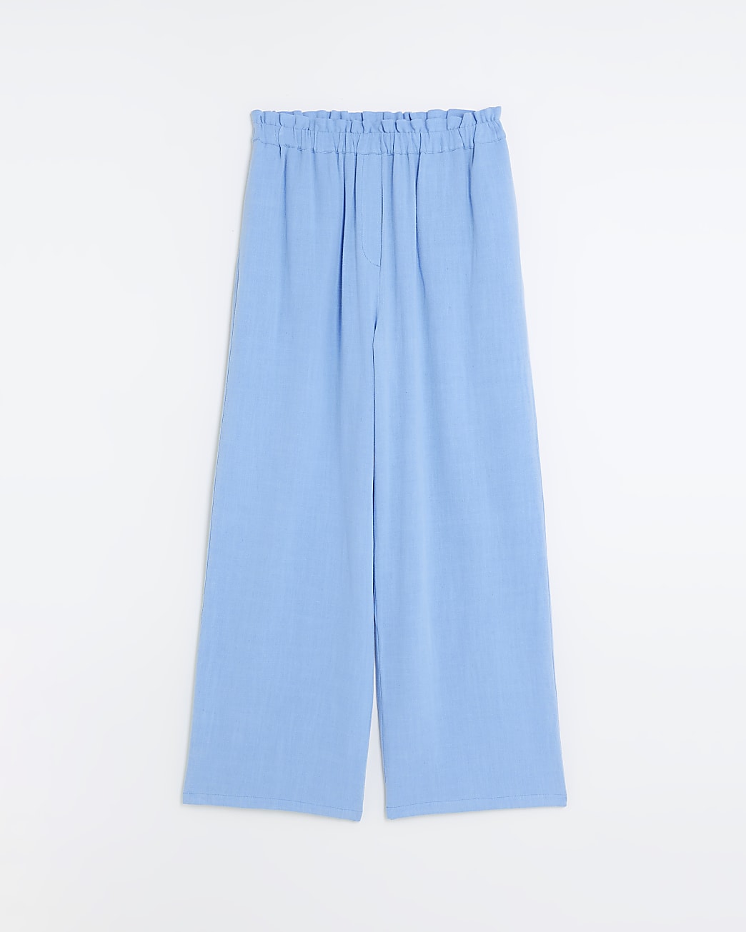 Blue wide leg trousers with linen