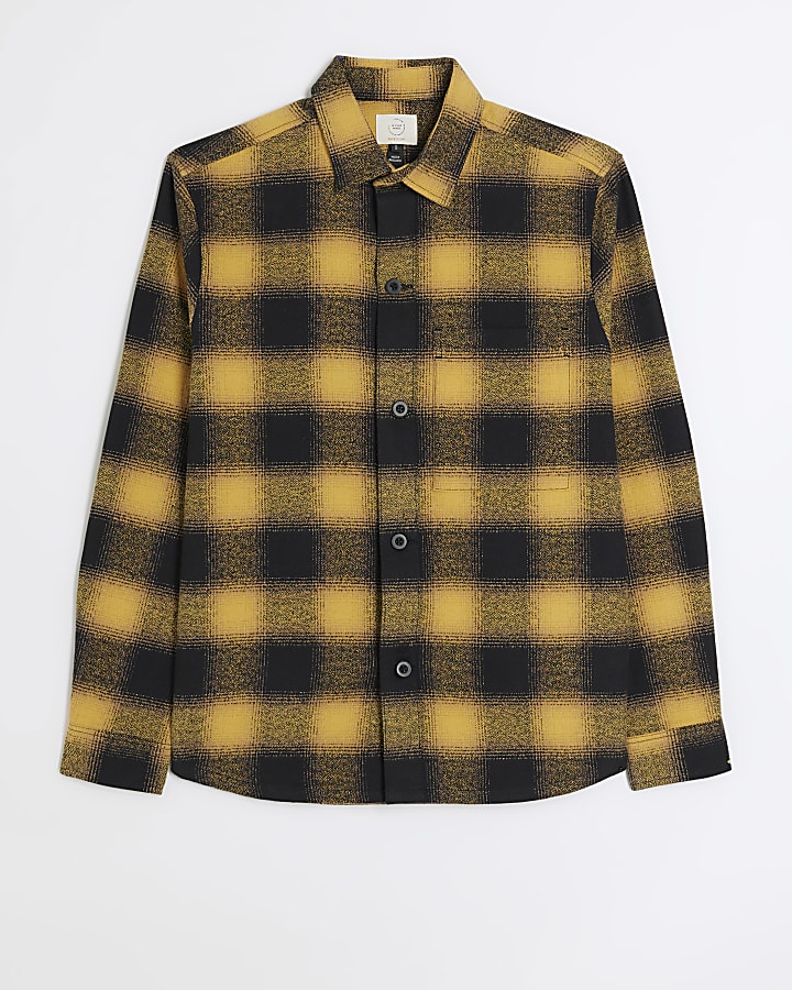 Yellow regular fit check long sleeve shirt