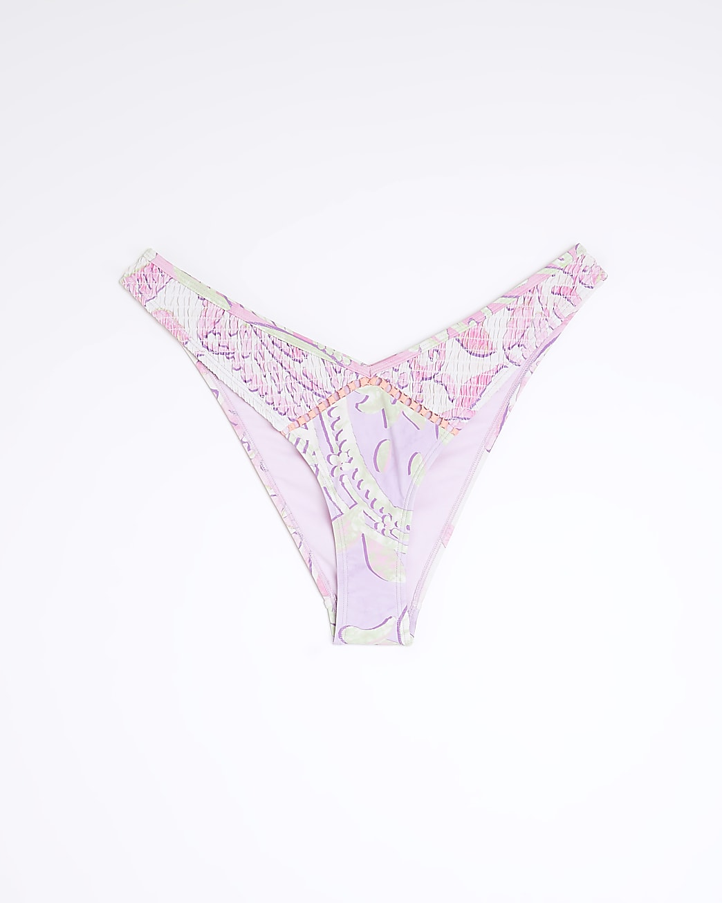 Purple print low rise bikini bottoms