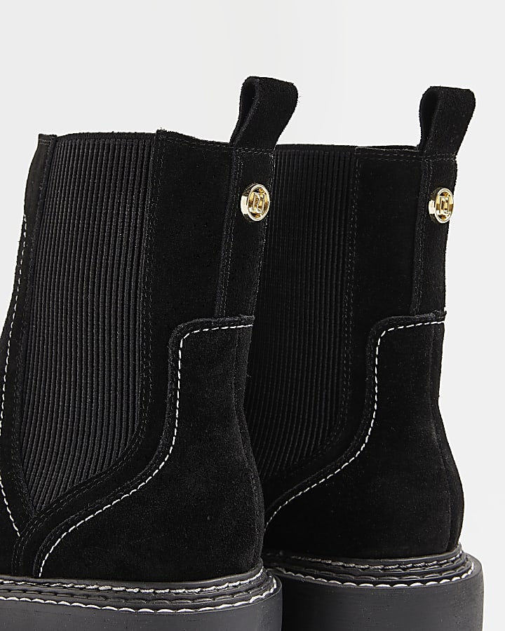Black suede ankle boots