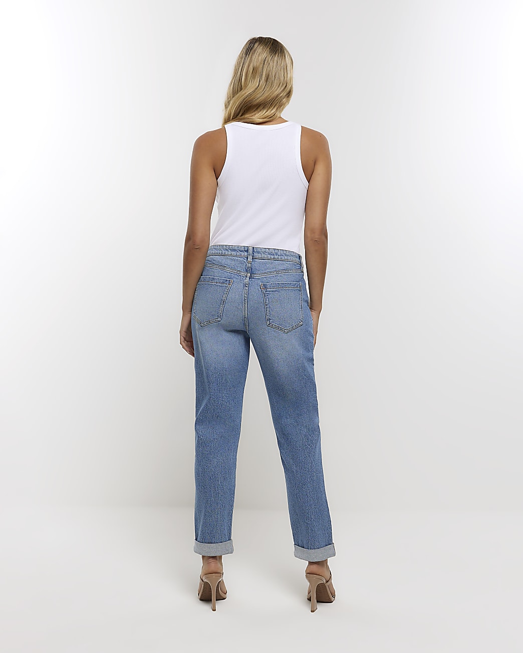 Blue relaxed straight leg jeans