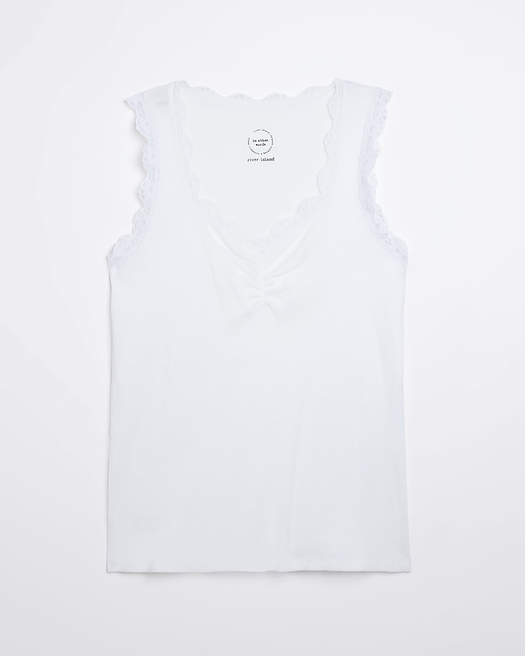 Plus white lace trim vest