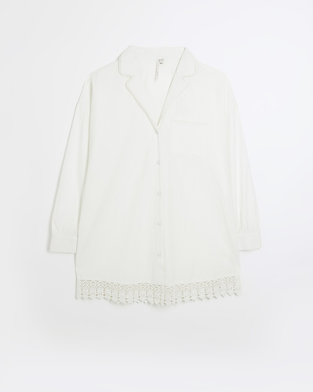 White Embroidered Sleep Shirt
