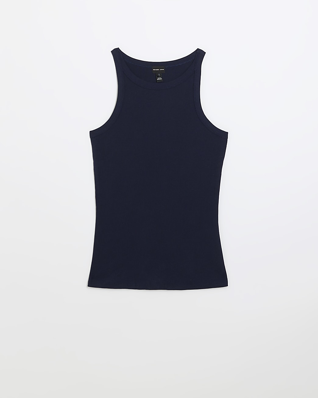 Navy rib racer vest top