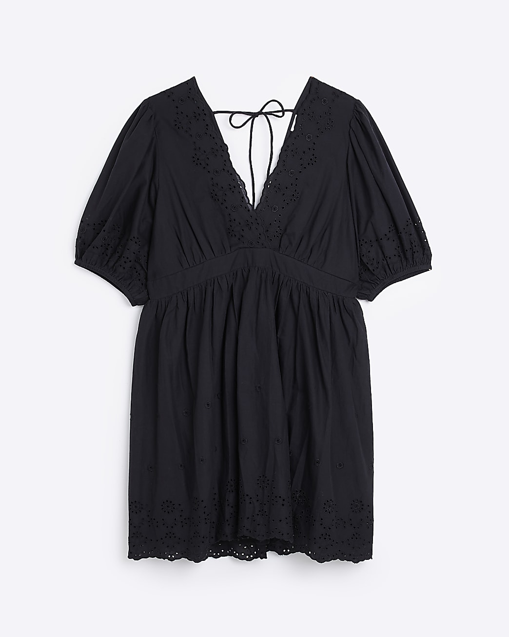 Plus black broderie skater mini dress