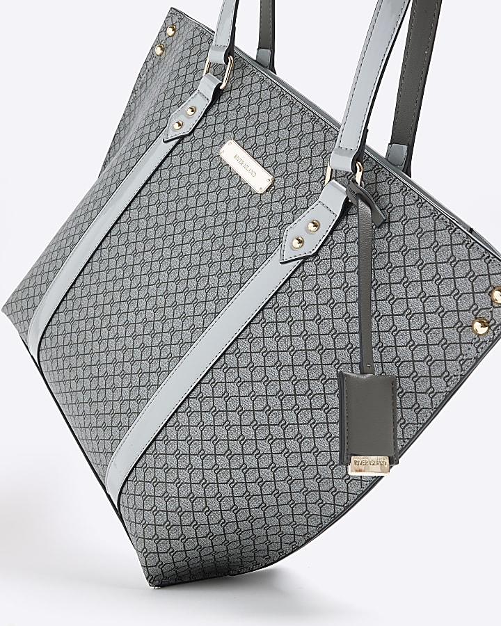 Grey RI monogram shopper bag