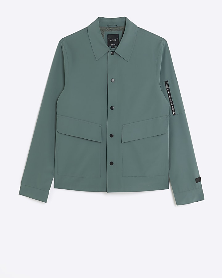 Green regular fit tech overshirt