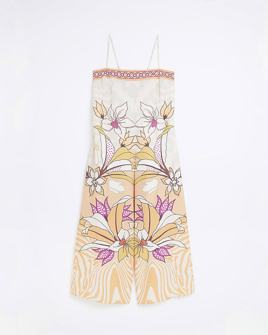 Plus Orange Print Beach jumpsuit