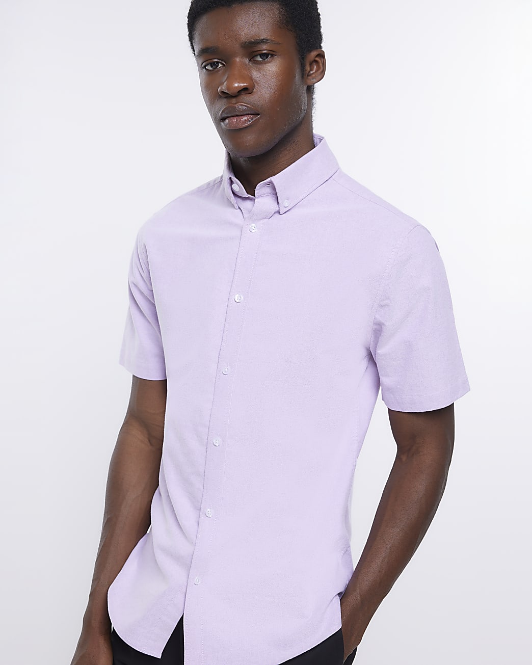 Purple slim fit stretch oxford shirt