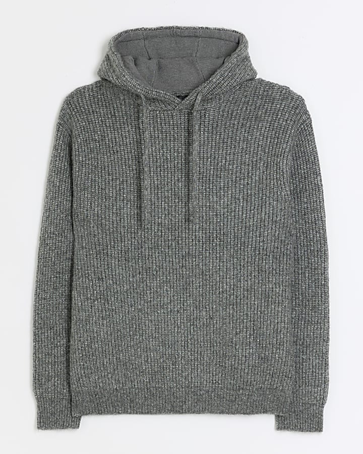 Grey regular fit knitted lounge hoodie