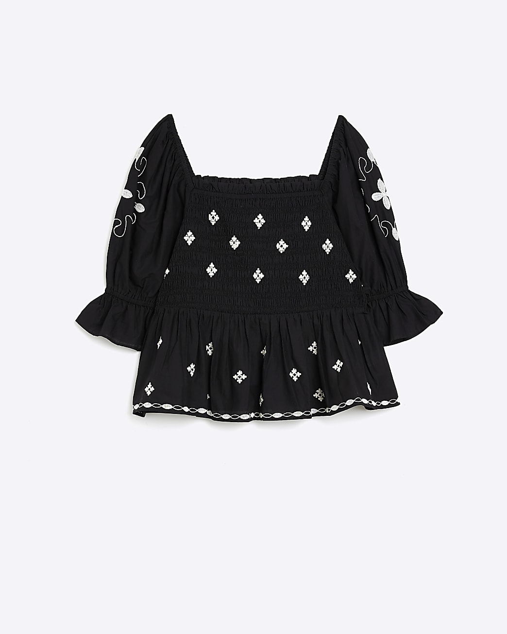 Plus black broderie detail blouse