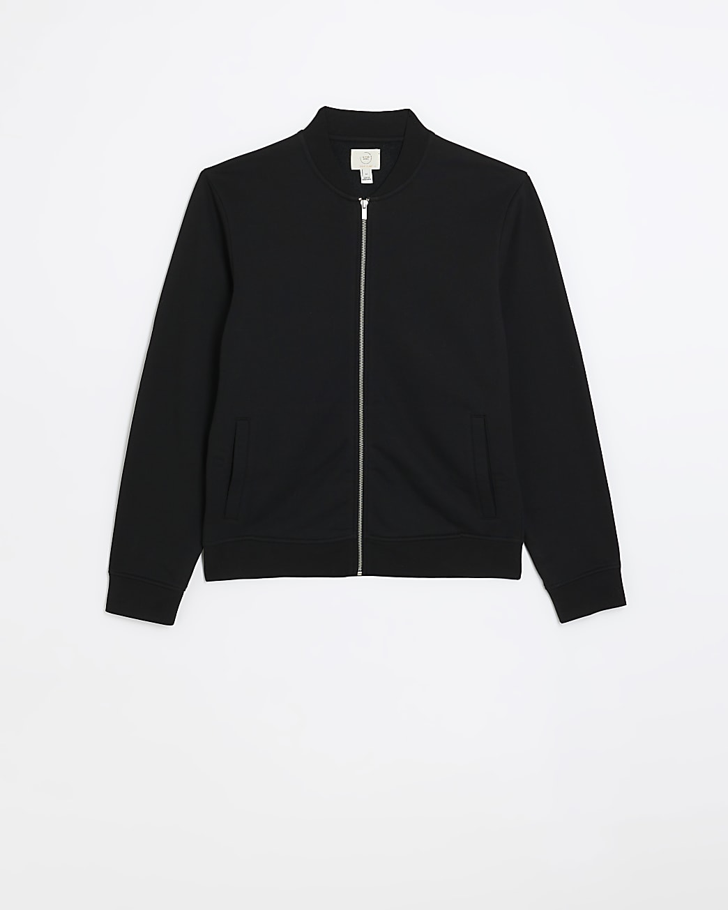 Black regular fit jersey bomber jacket