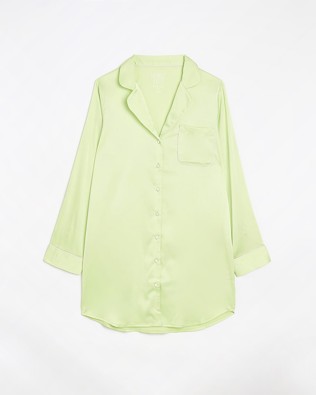 Green long sleeve mini night shirt dress