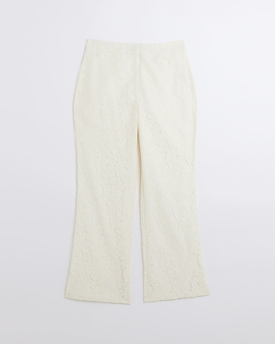 Cream lace flared trousers