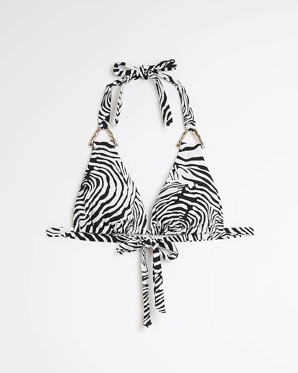 White animal print bikini top