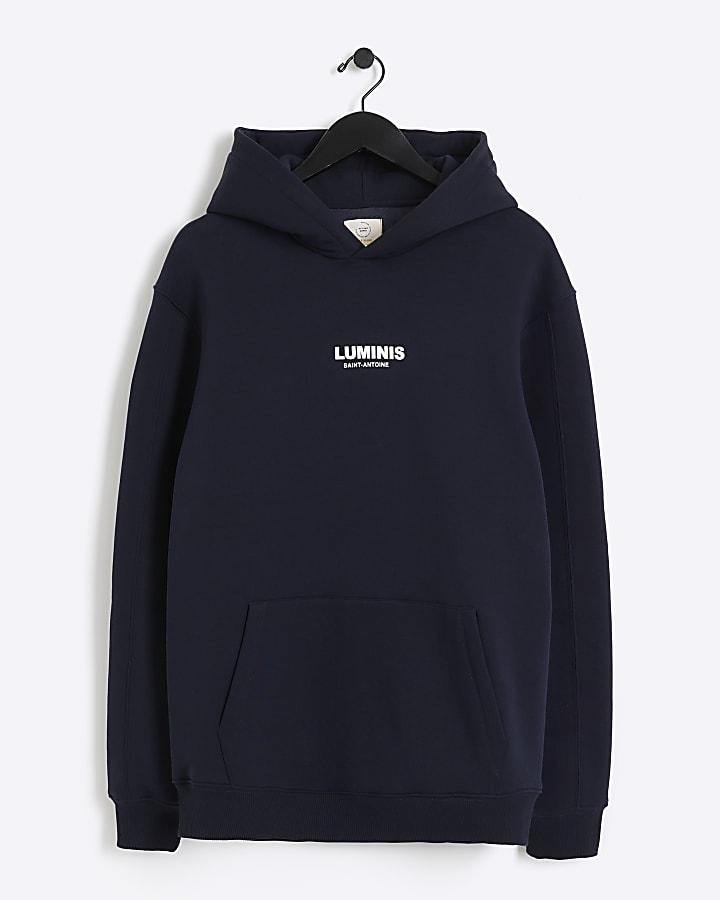 Navy Regular Fit Graphic Hoodie
