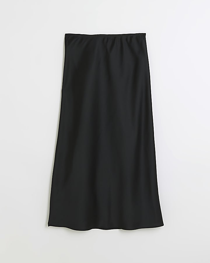 Black Satin Maxi Skirt