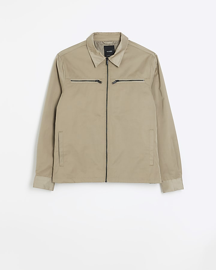 Stone regular fit zip up tech shacket