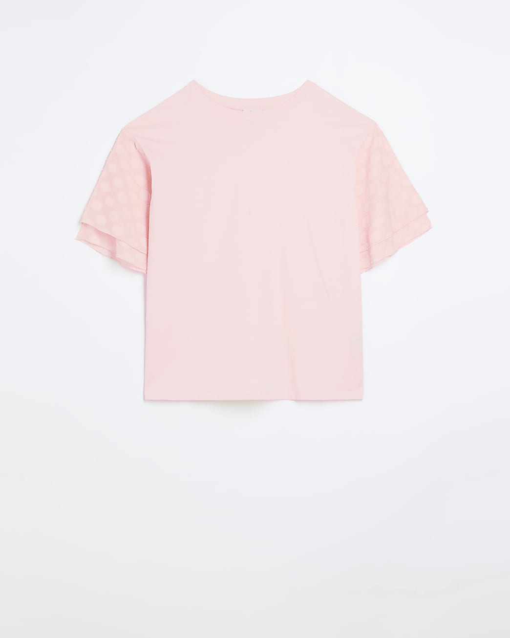 Plus coral frill short sleeve t-shirt