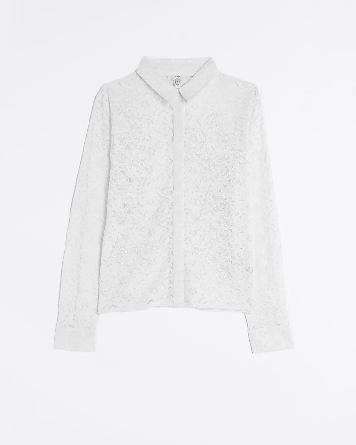 White lace beaded shirt