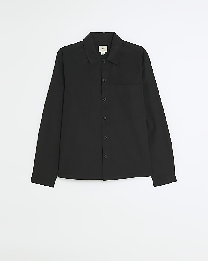 Black regular fit lightweight overshirt