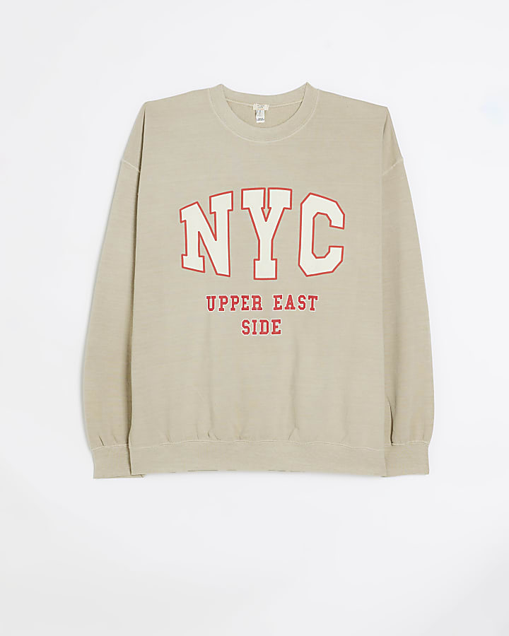 Beige graphic print sweatshirt