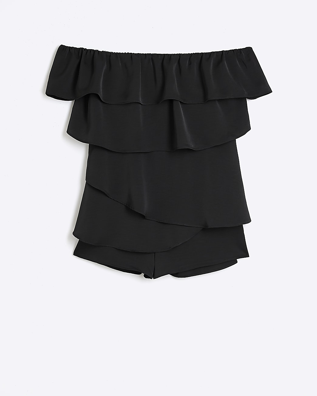 Plus black layered bardot playsuit