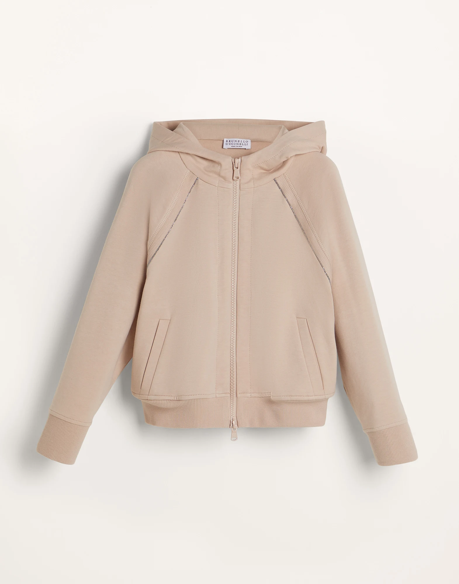 Lightweight comfort cotton hooded sweatshirt with monili