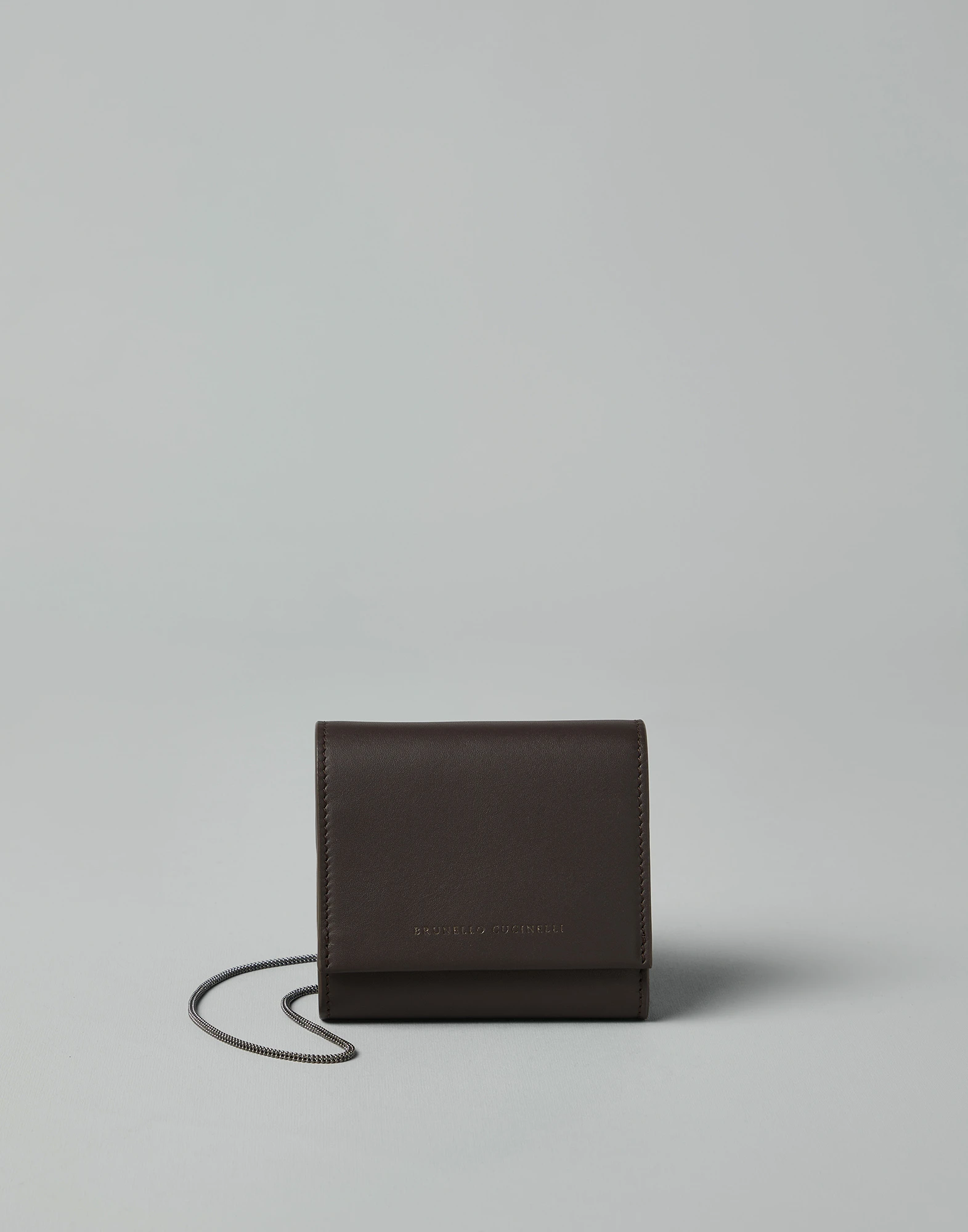Calfskin wallet with precious chain