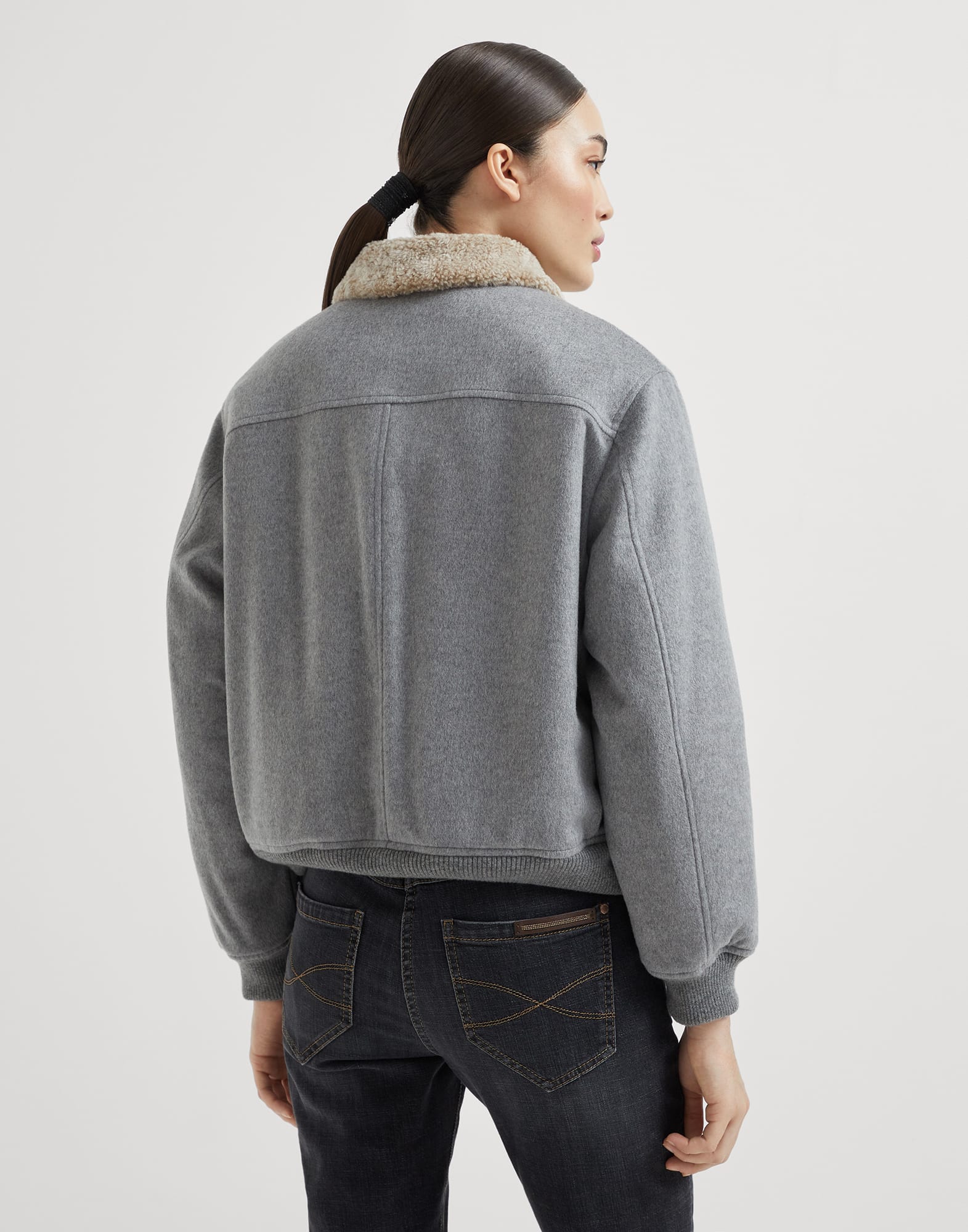Cashmere and vicu?a bomber jacket