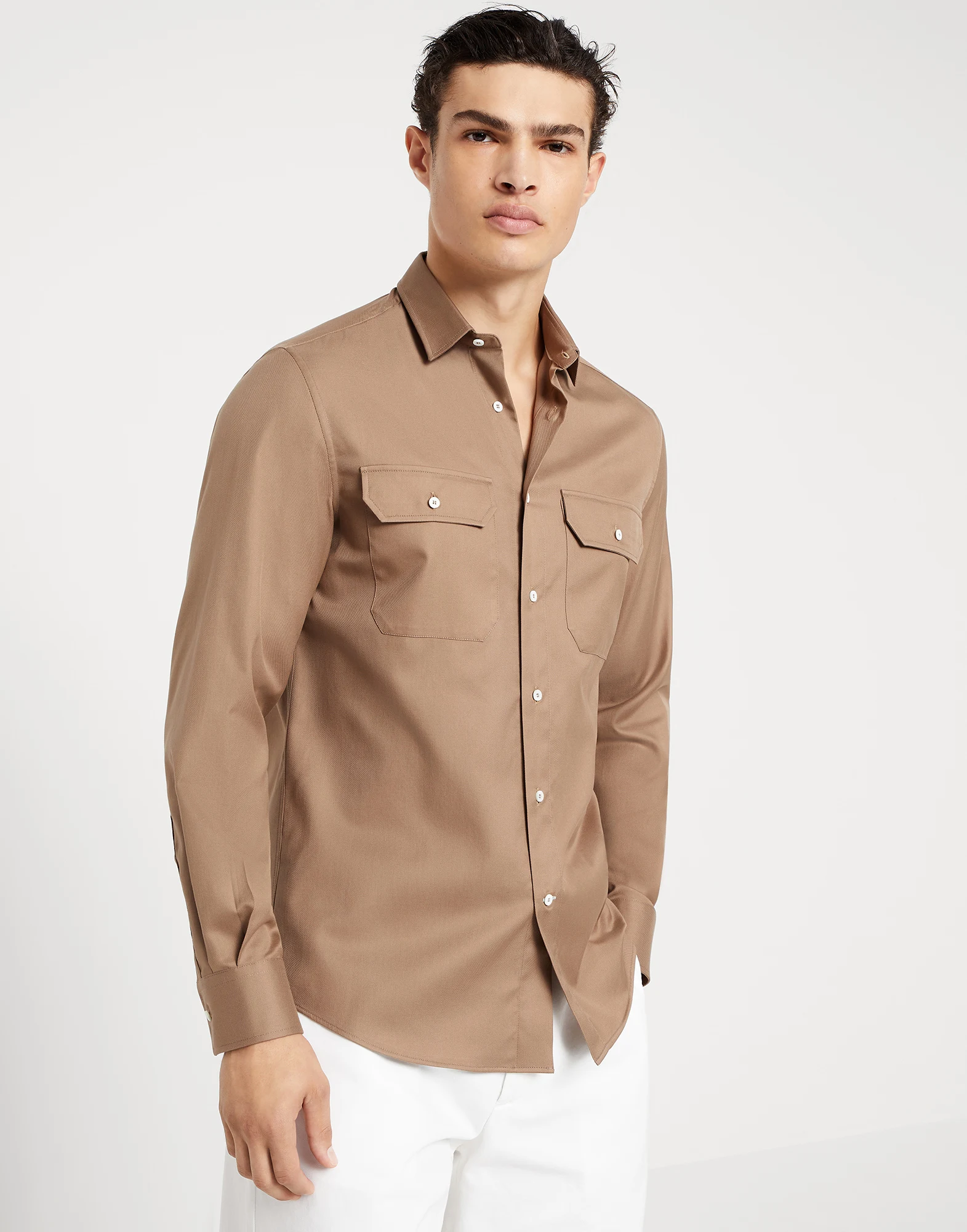 Twill easy fit shirt with chest pockets