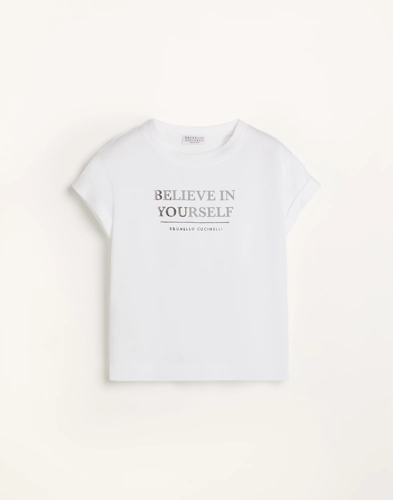 Cotton lightweight jersey T-shirt with print and monili