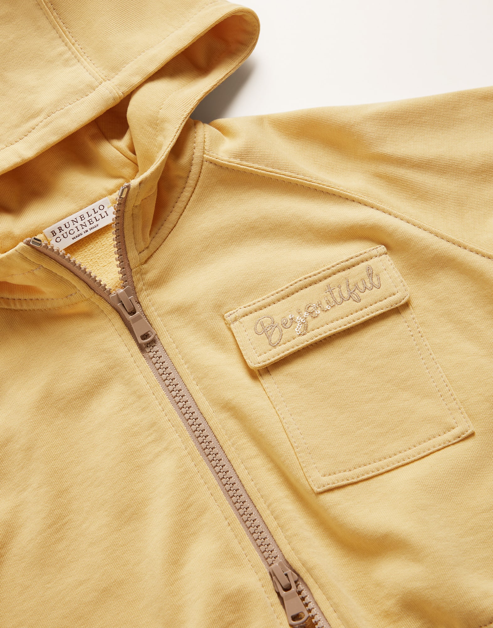 Cotton hooded sweatshirt with embroidery
