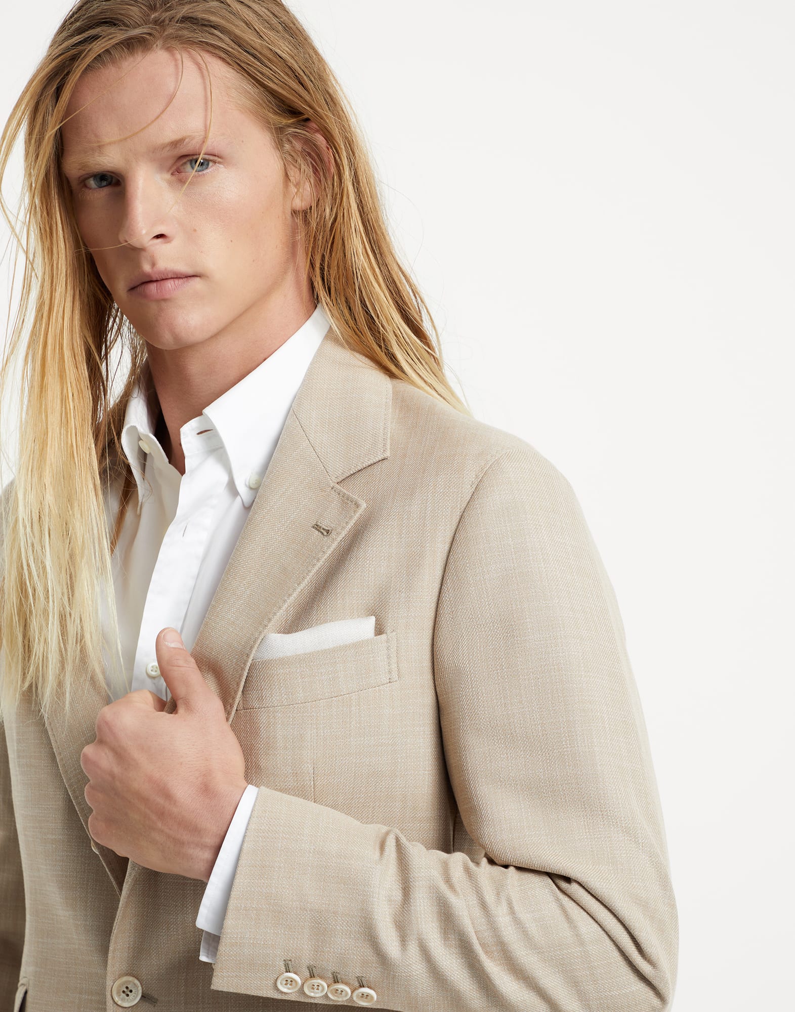Cotton and virgin wool diagonal deconstructed Cavallo blazer