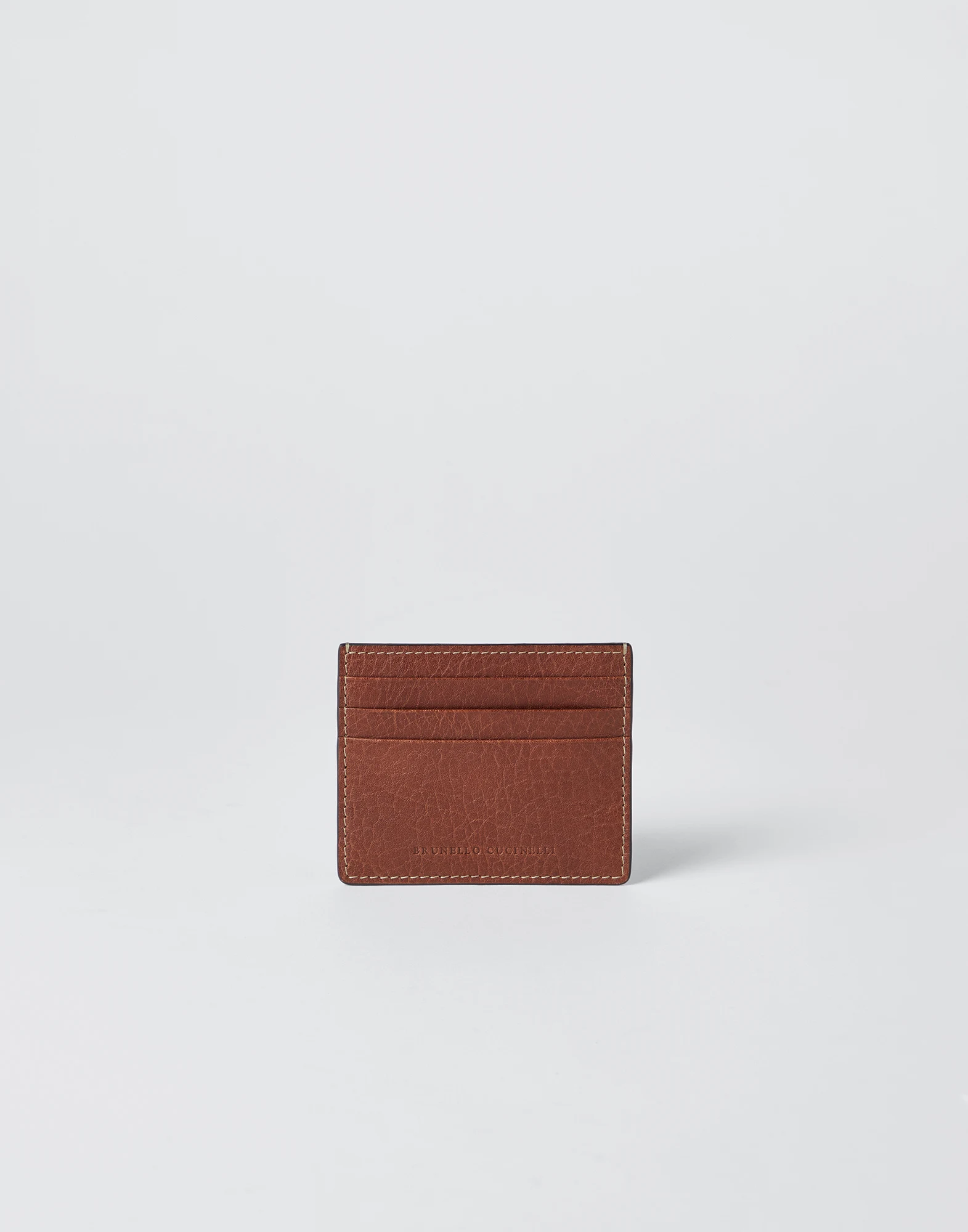 Grained calfskin mini card case