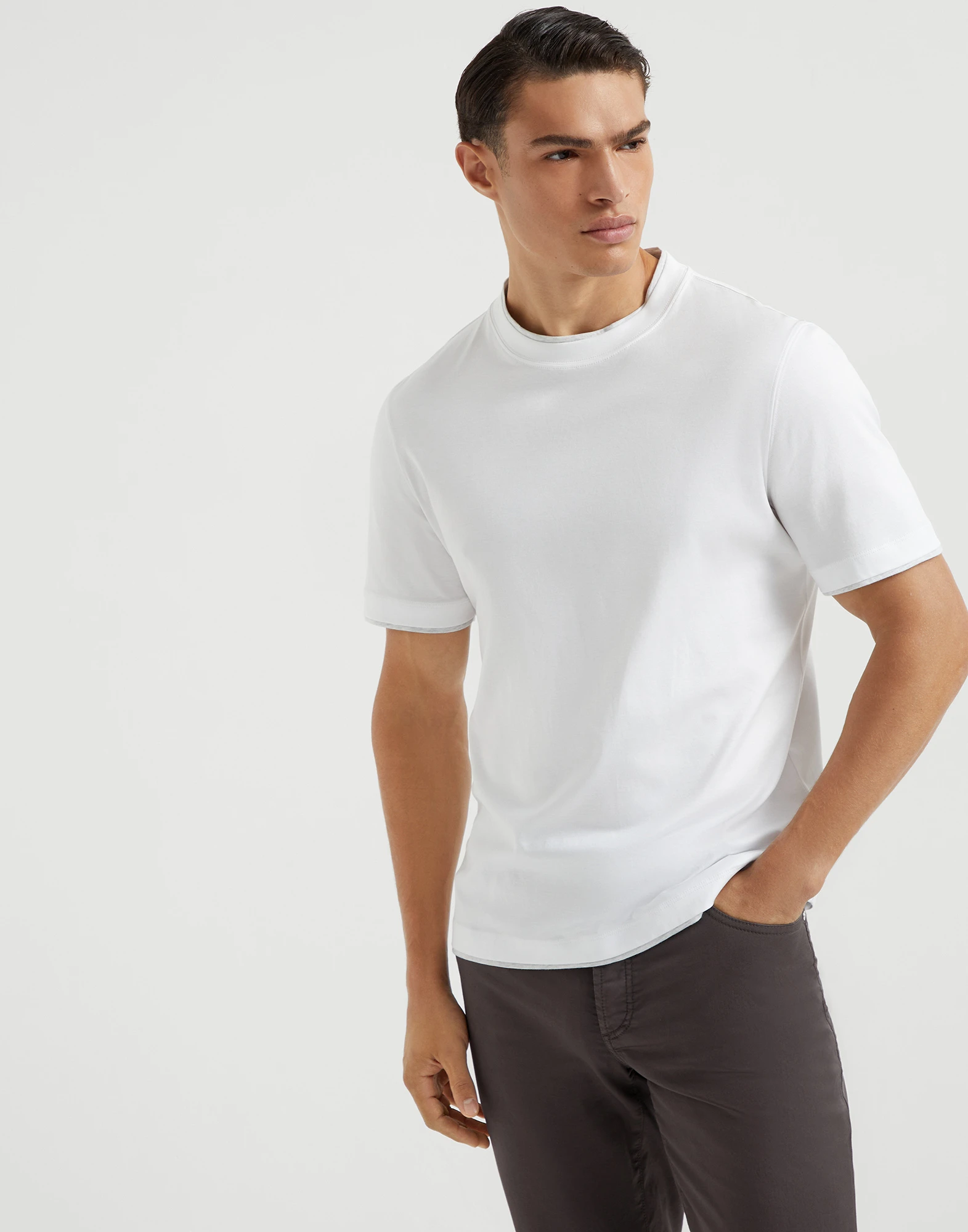 T-shirt with faux-layering