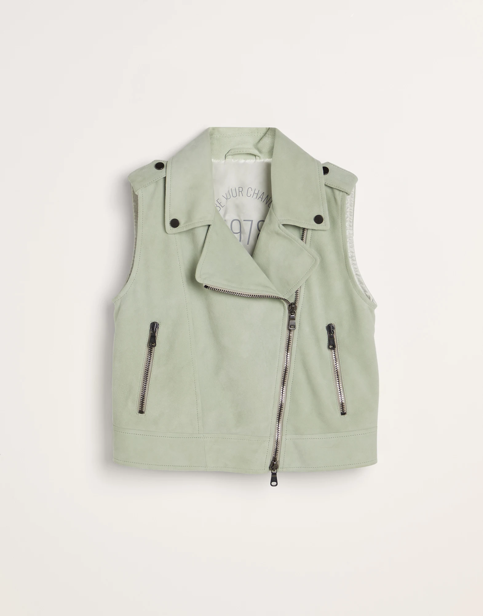 Suede biker vest with monili