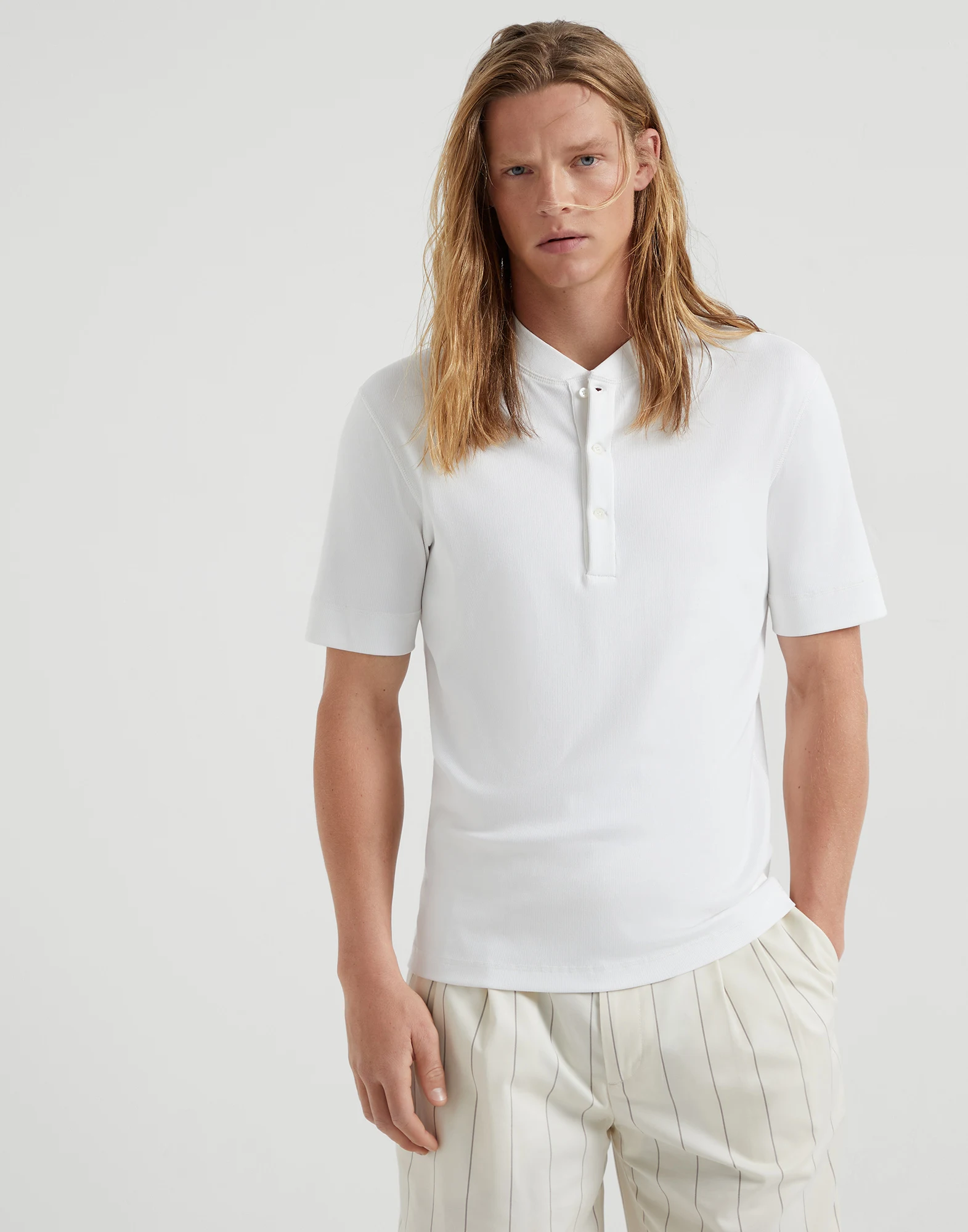 Henley collar T-shirt