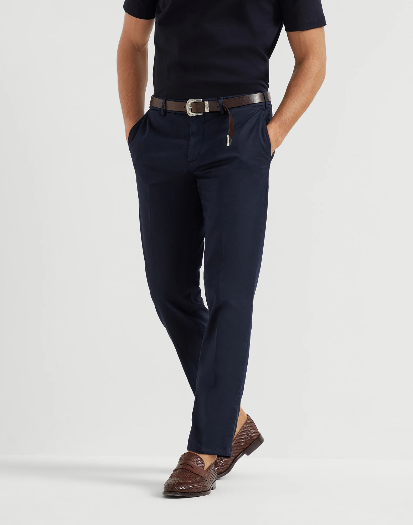 Gabardine garment dyed trousers