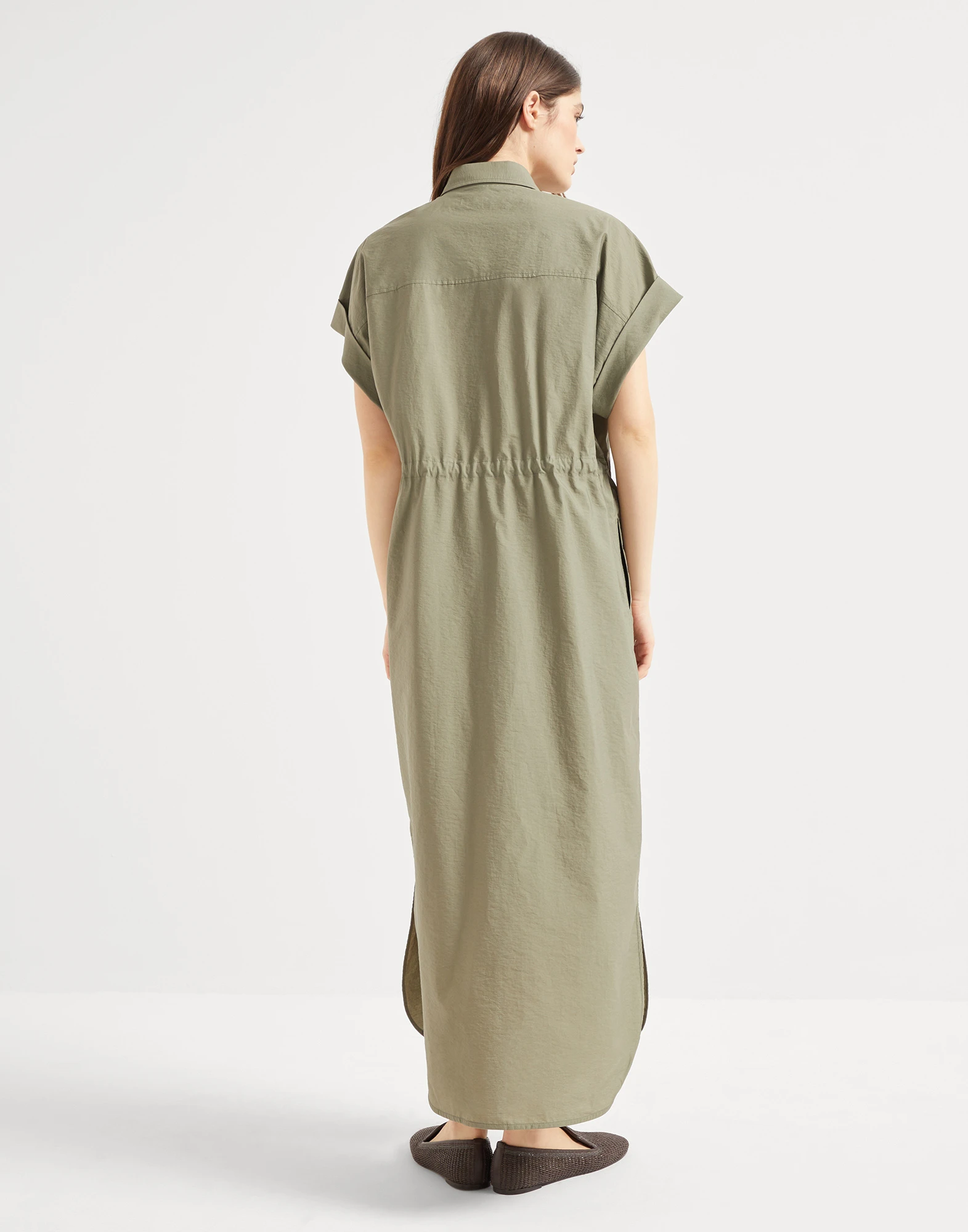 Poplin chemisier dress with monili