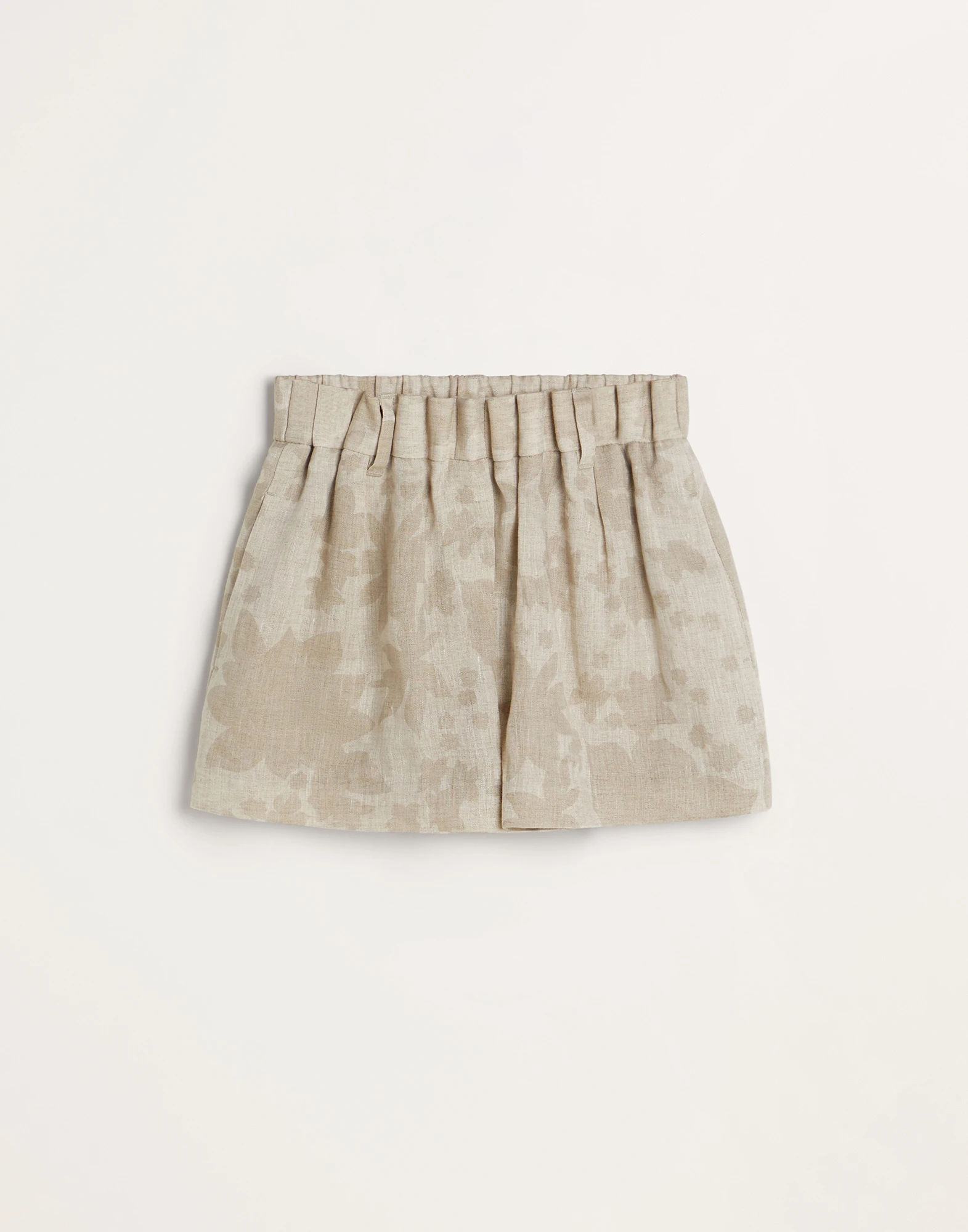 Flower print lessive linen shorts with monili