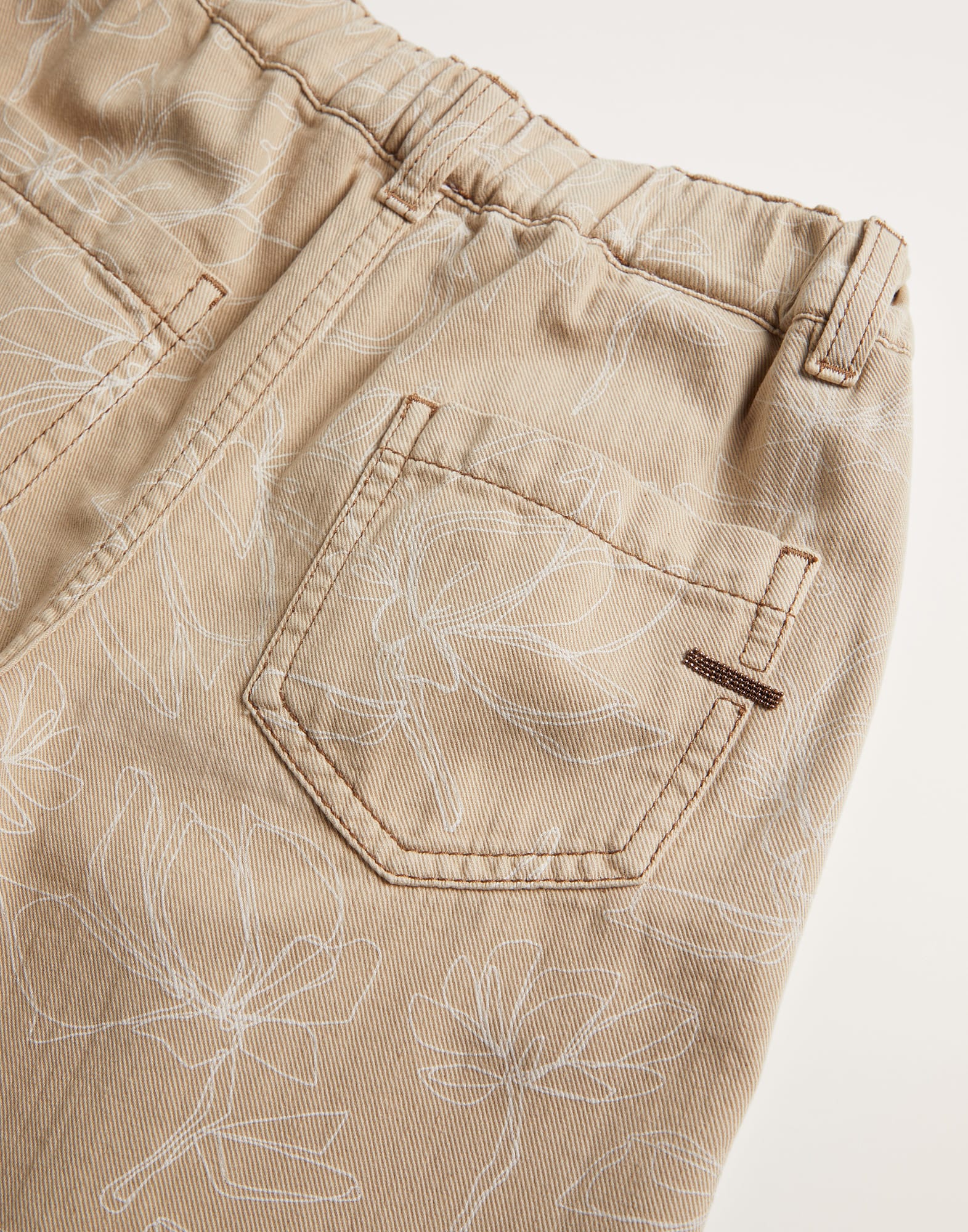 Flower doodle denim trousers with monili