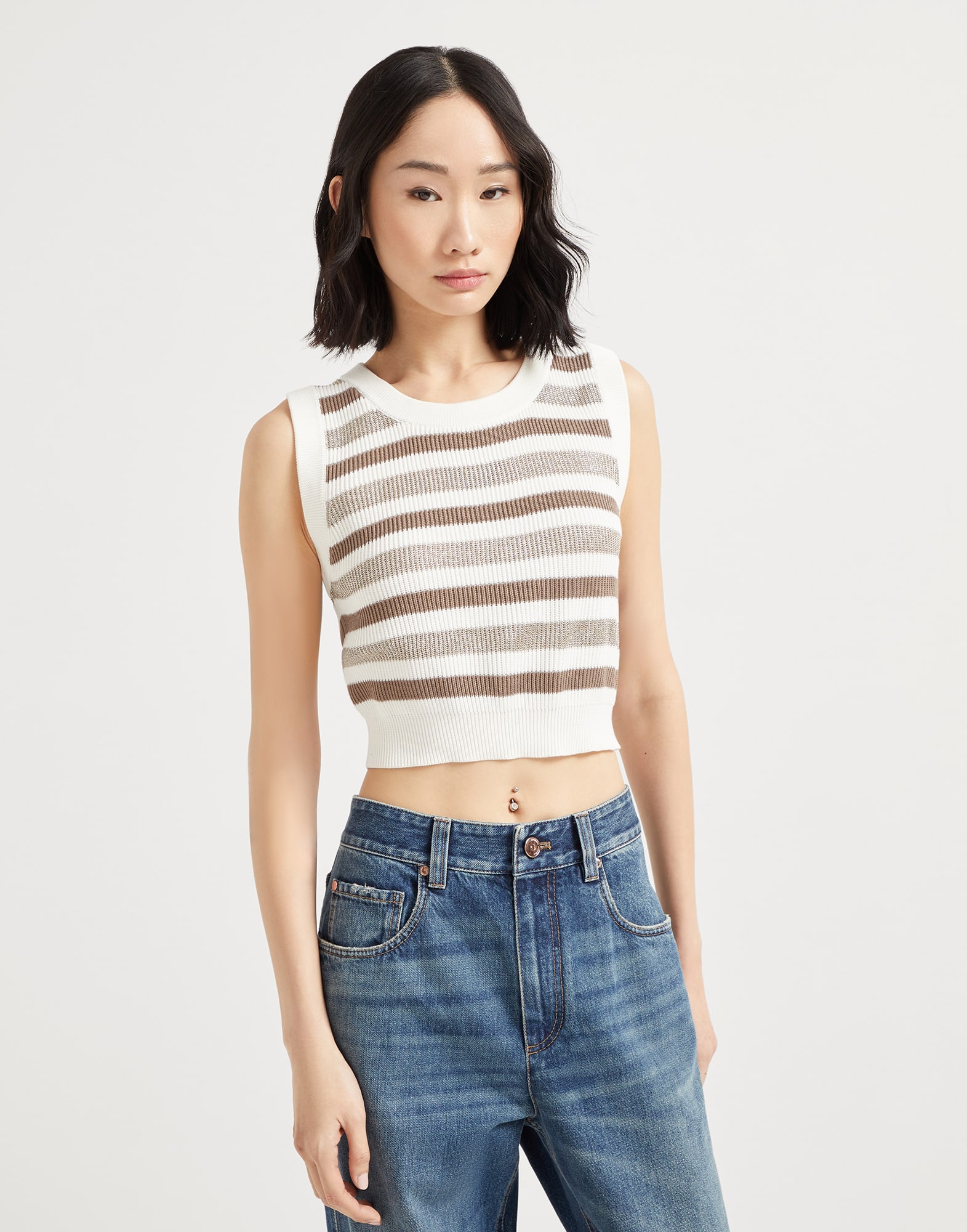 Knit top with monili
