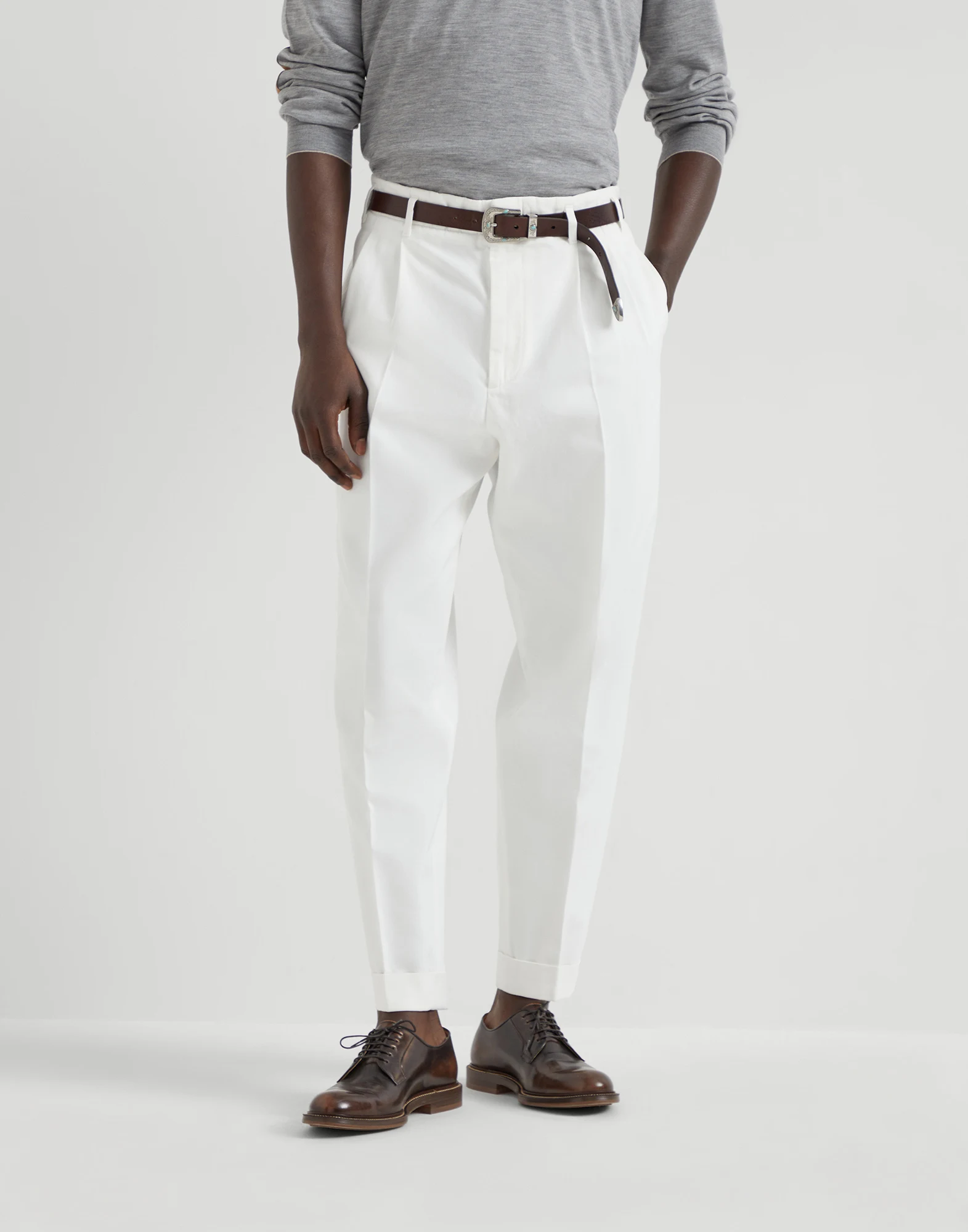 Gabardine garment dyed trousers