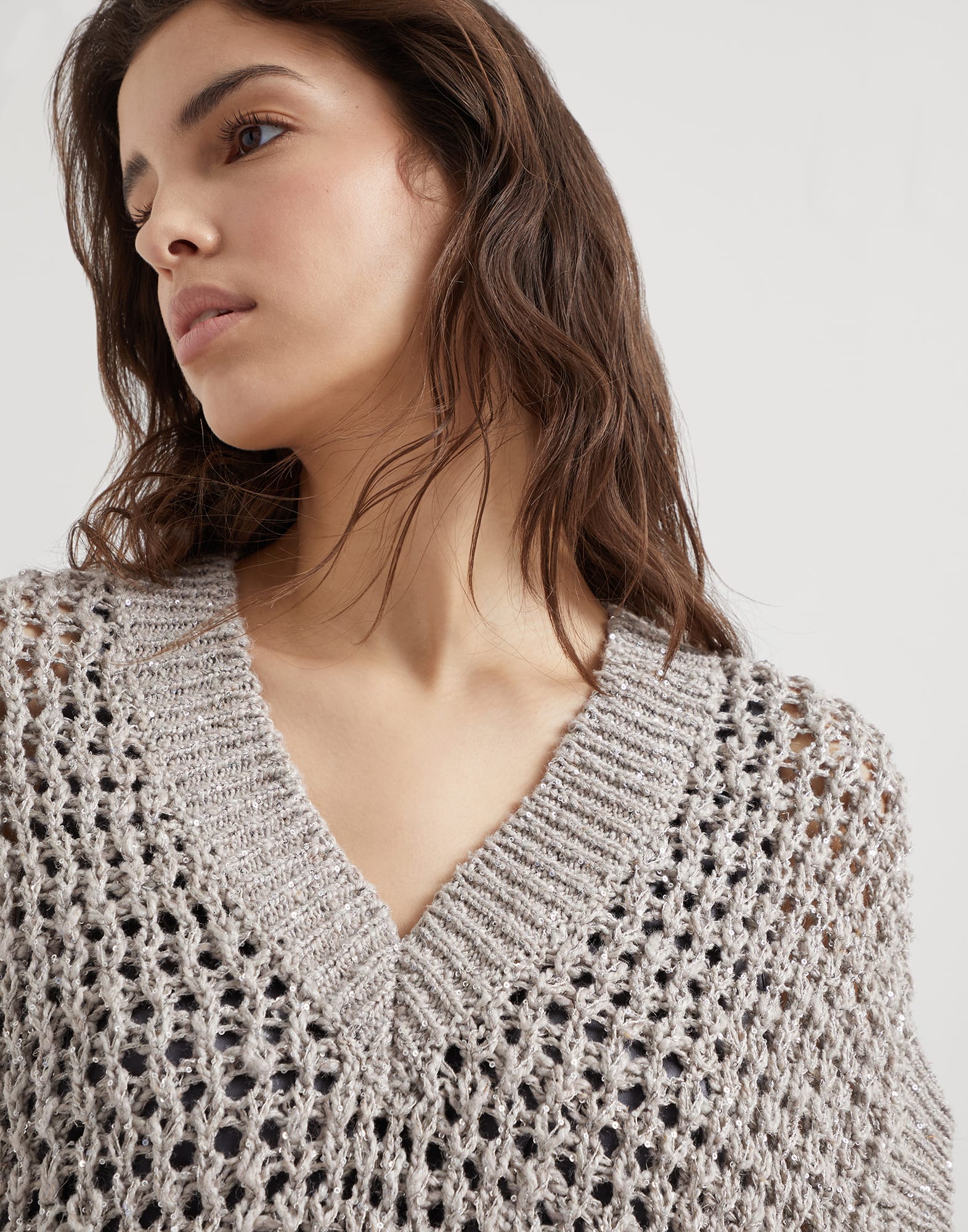 Silk and linen rustic dazzling net sweater