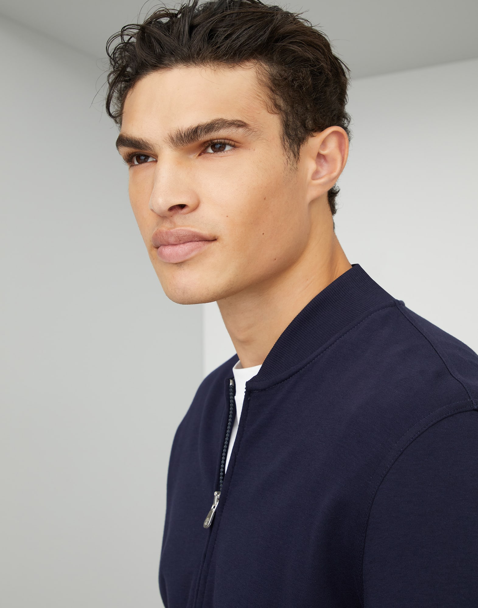 Techno cotton French terry sweatshirt with zipper