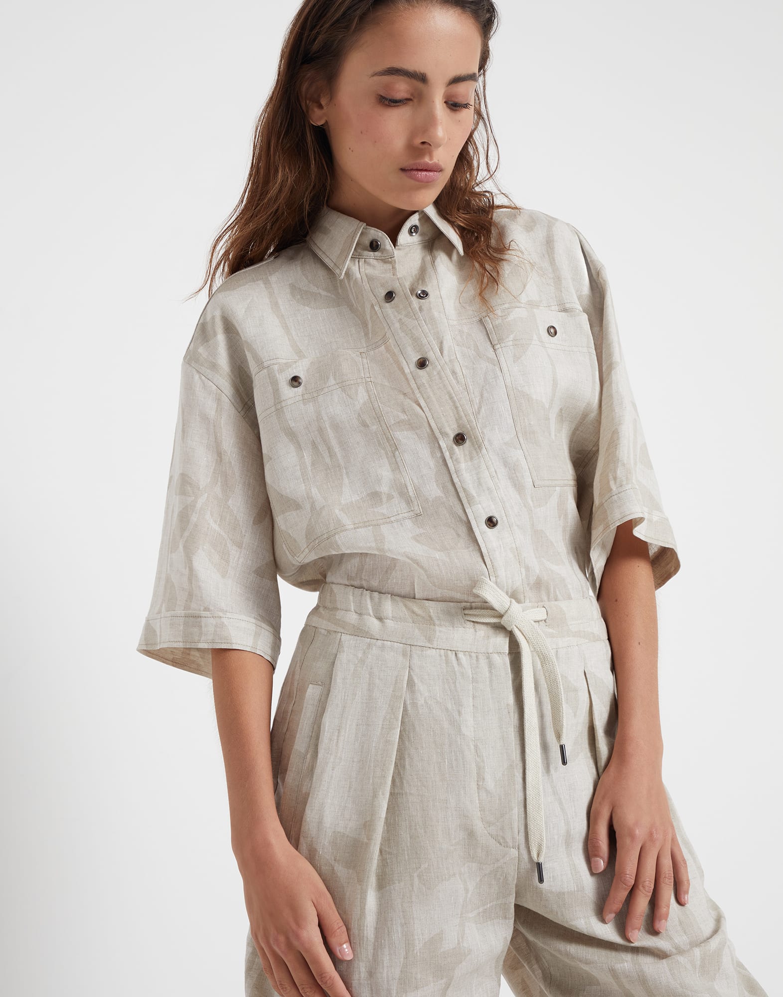 Ramage print lessive linen slouchy trousers