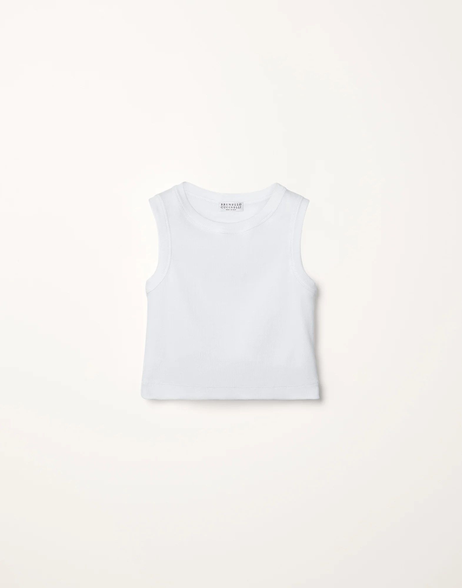 Stretch cotton ribbed jersey top with monili