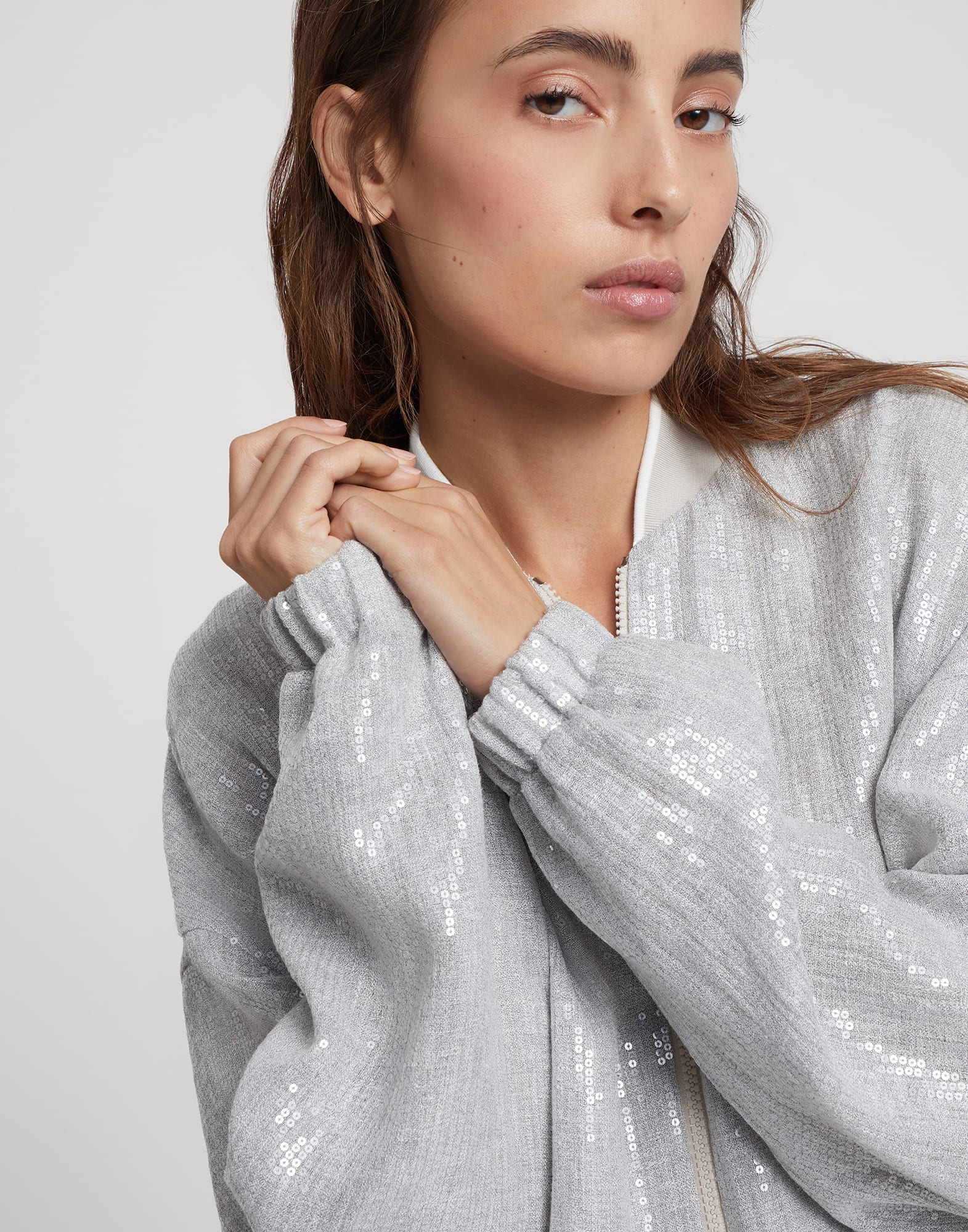 Linen gauze dazzling bomber jacket